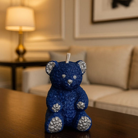 Parıltılı Mavi Ayıcık Dekoratif Mum