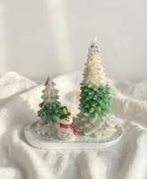 El Yapımı Yılbaşı Çam Ağacı & Kardan Adam Mum Seti