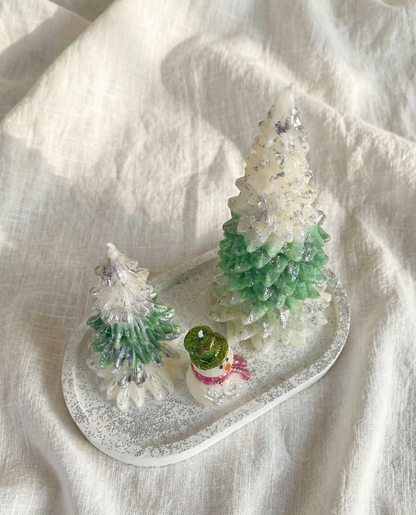 El Yapımı Yılbaşı Çam Ağacı & Kardan Adam Mum Seti