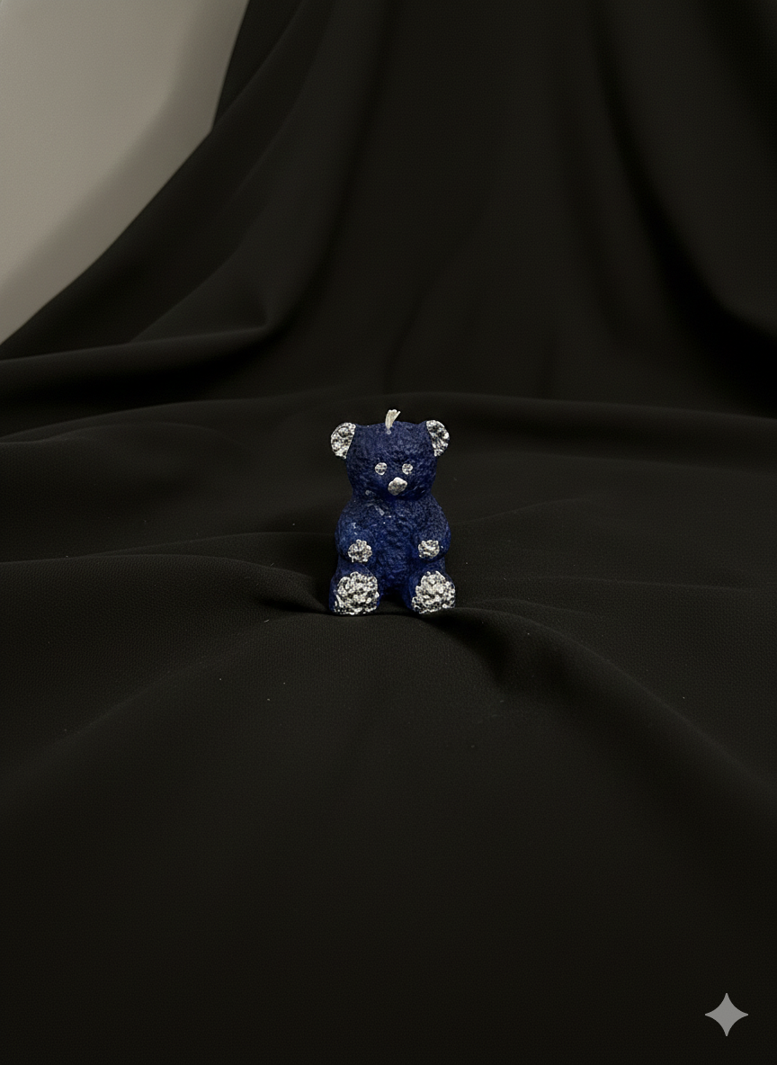 Parıltılı Mavi Ayıcık Dekoratif Mum