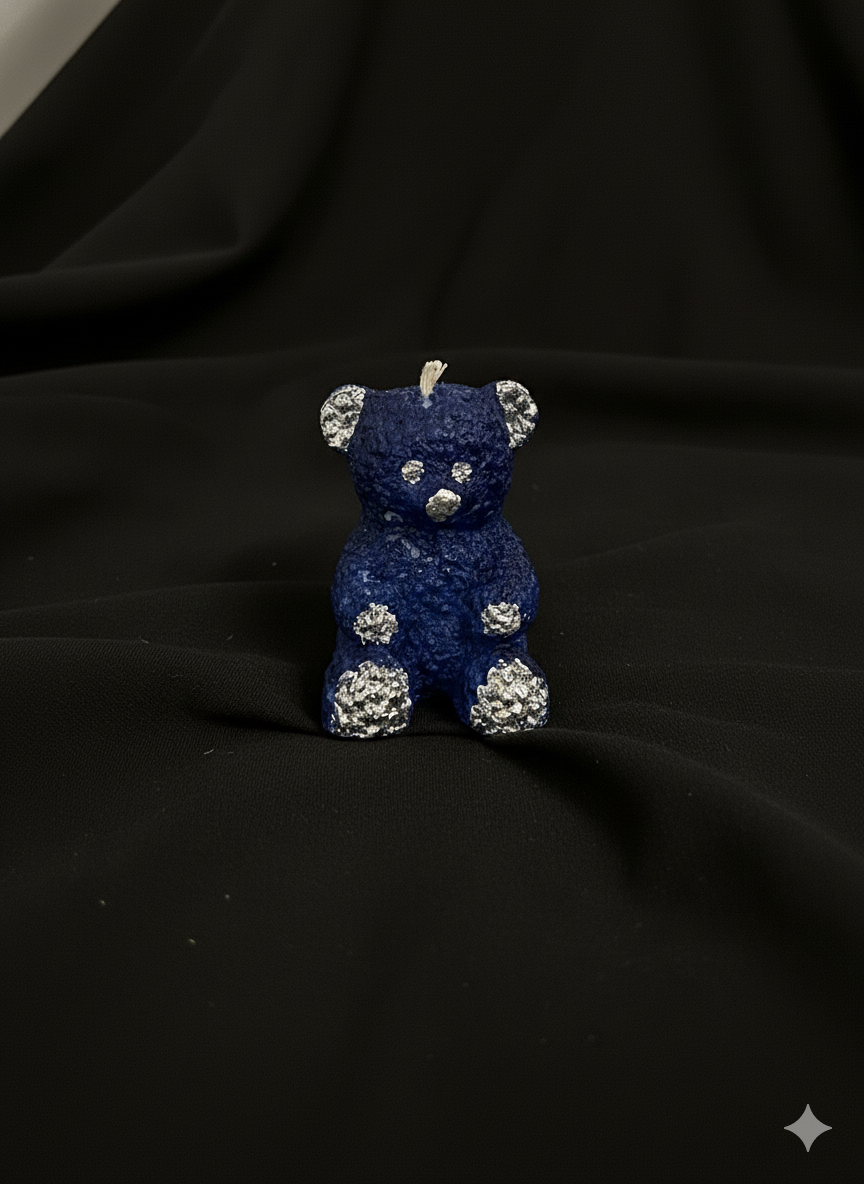 Parıltılı Mavi Ayıcık Dekoratif Mum