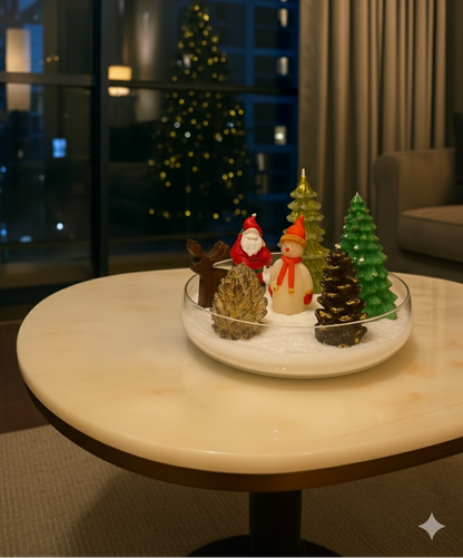 7 Parçalı Lüks Yılbaşı Dekorasyon Seti: Noel Baba, Kardan Adam ve Çam Ağacı Figürleri