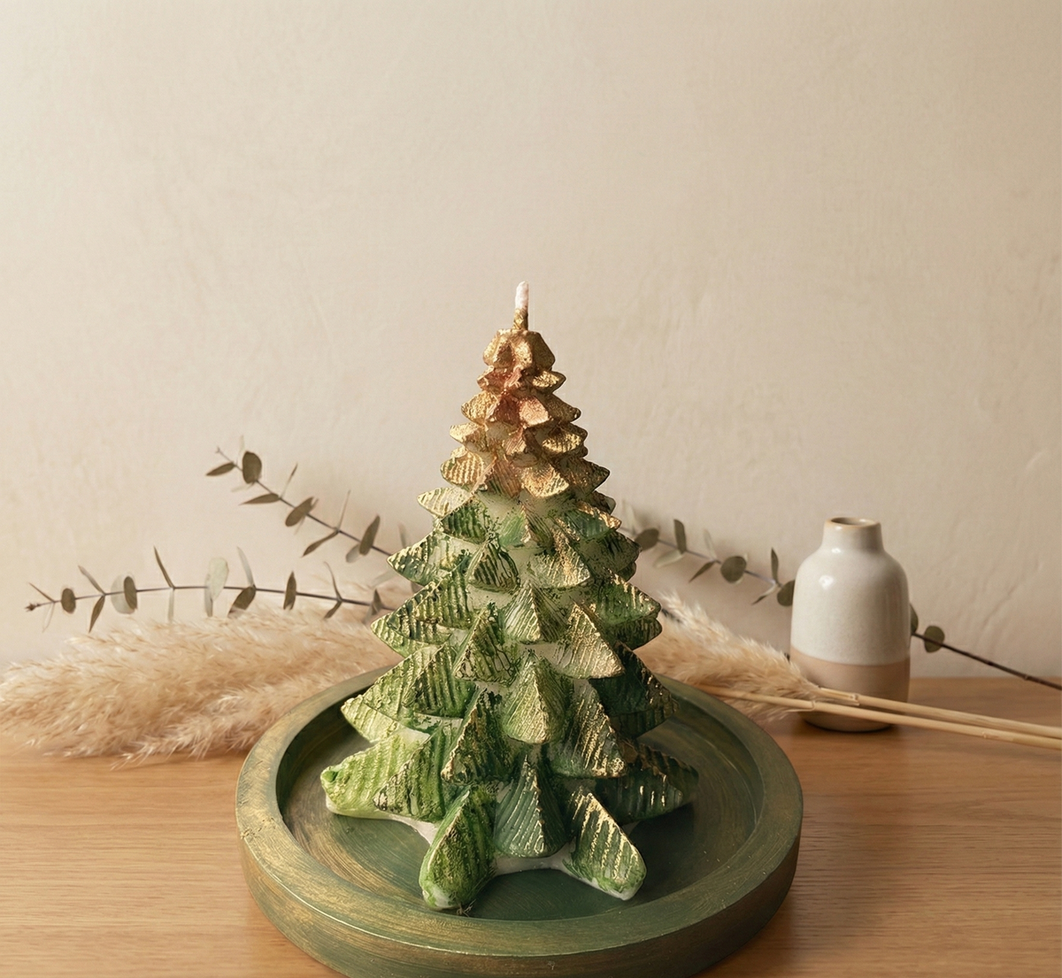 El Yapımı Çam Ağacı Mum – Yılbaşı Özel Tasarım