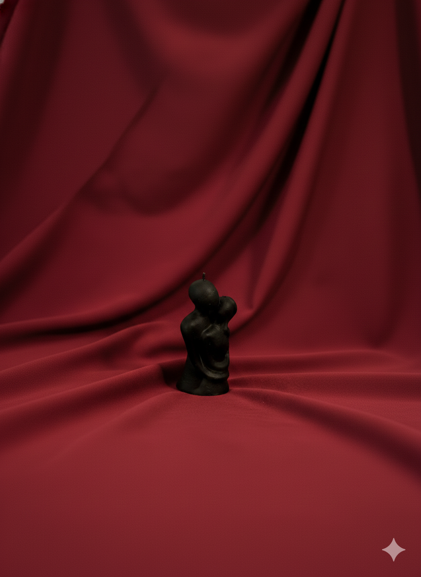 Aşkın Siyah Dokunuşu: Kucaklaşan Figür Dekoratif Mum