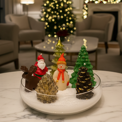 7 Parçalı Lüks Yılbaşı Dekorasyon Seti: Noel Baba, Kardan Adam ve Çam Ağacı Figürleri