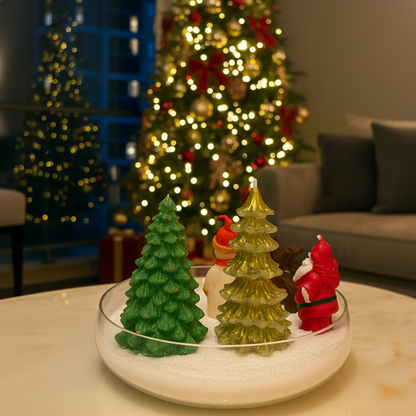 7 Parçalı Lüks Yılbaşı Dekorasyon Seti: Noel Baba, Kardan Adam ve Çam Ağacı Figürleri