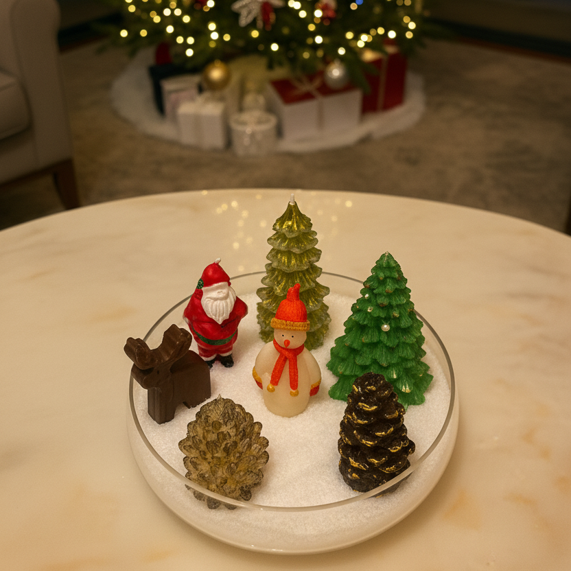 7 Parçalı Lüks Yılbaşı Dekorasyon Seti: Noel Baba, Kardan Adam ve Çam Ağacı Figürleri