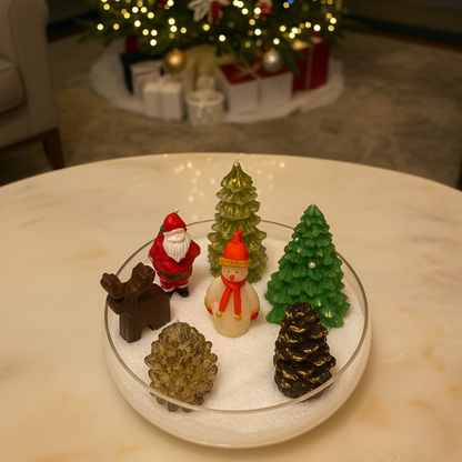 7 Parçalı Lüks Yılbaşı Dekorasyon Seti: Noel Baba, Kardan Adam ve Çam Ağacı Figürleri
