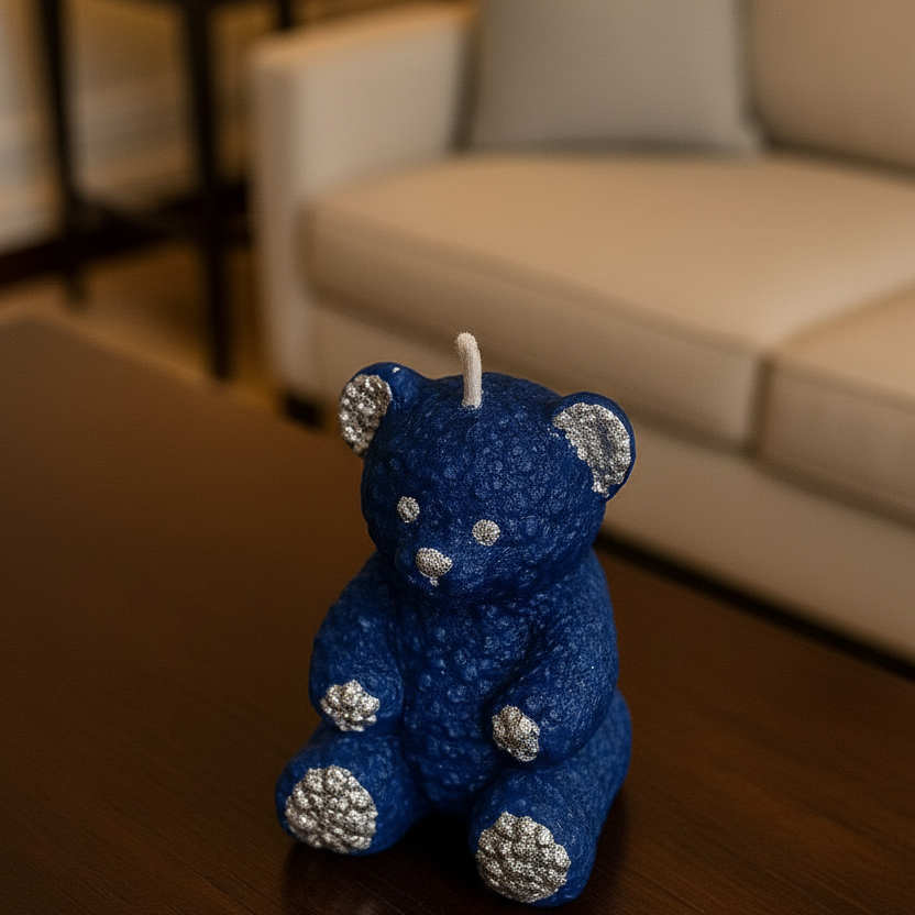 Parıltılı Mavi Ayıcık Dekoratif Mum