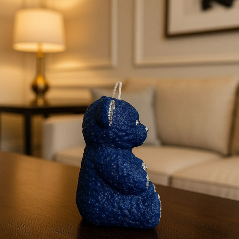 Parıltılı Mavi Ayıcık Dekoratif Mum